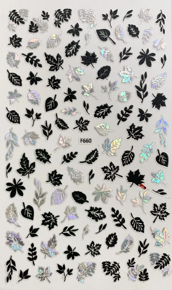 Pasties Black & Silver Holo Leaves Hollow