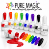 Pure magic gel polish collection, including the rainbow colors, black and white. Eight piece collection.