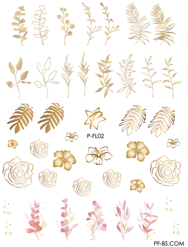 Gold nail decals