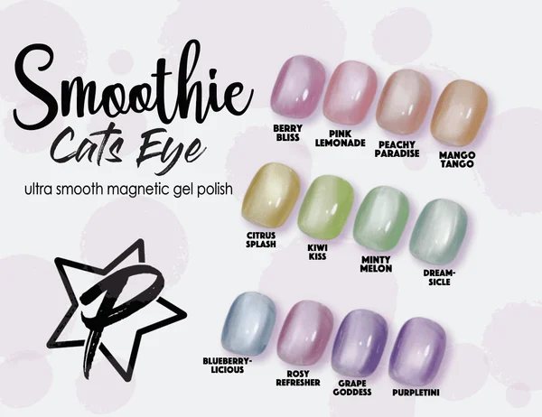 Smoothie cats eye. Smooth, pastel colored cats eye collection.